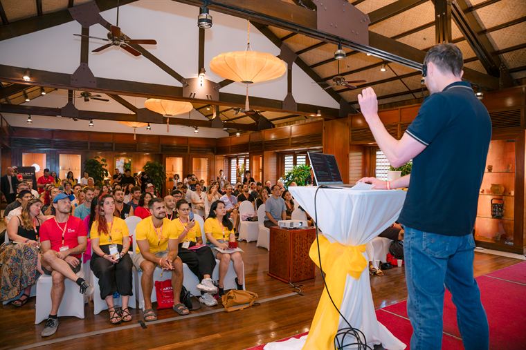 Sean presenting to the room from the front