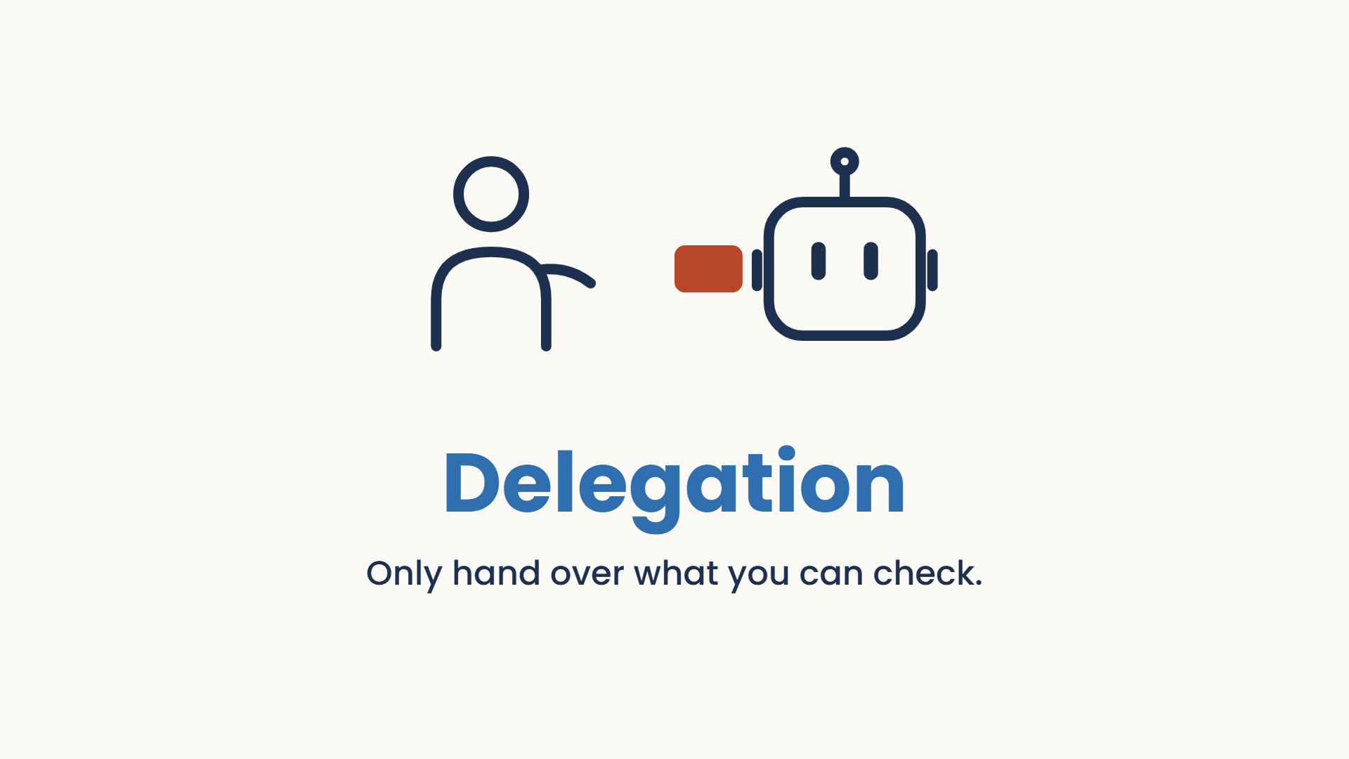 A person handing a task card to a friendly robot. Only hand over what you can check.